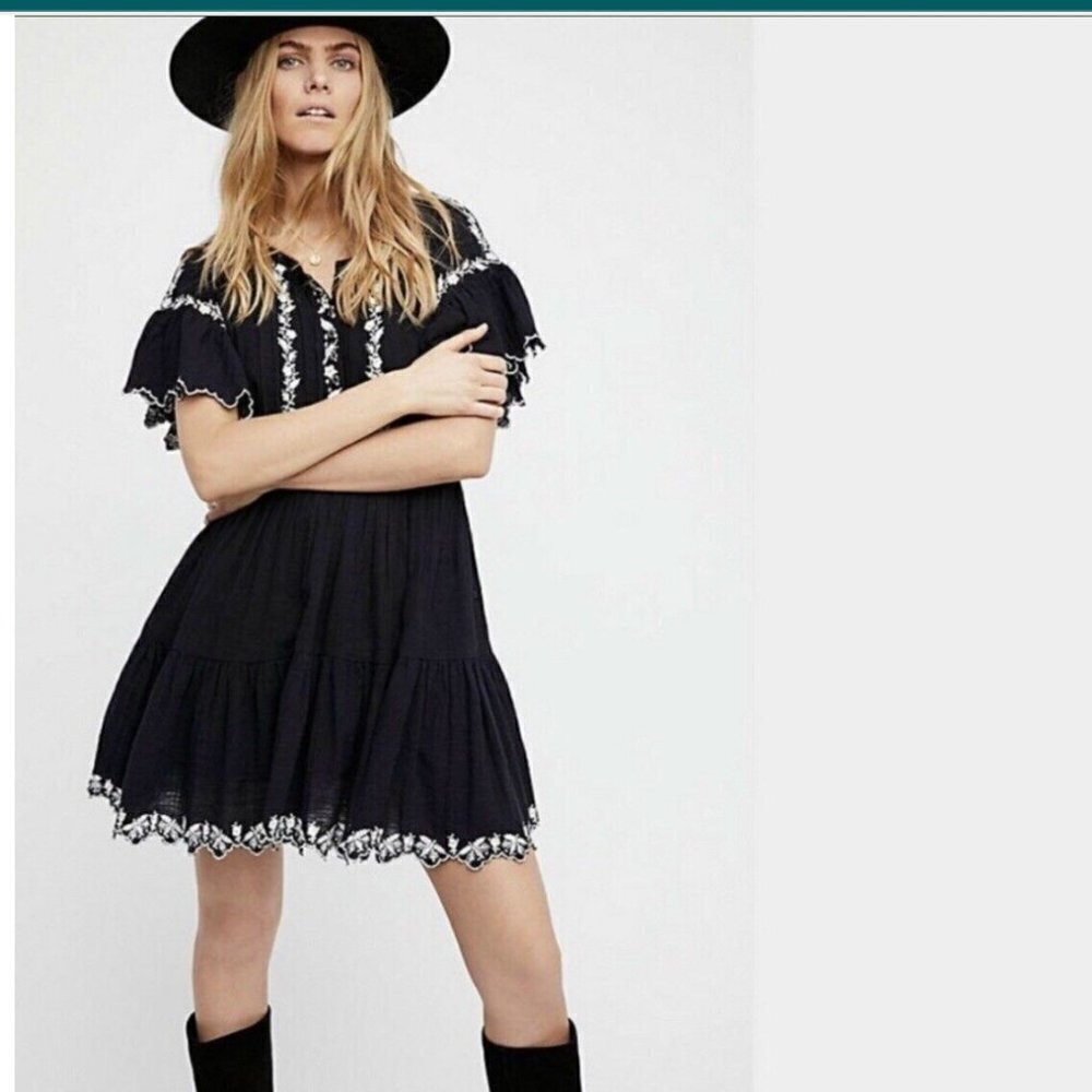 Free People Santiago Embroidered Mini Dress